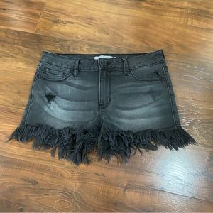 Just USA black frayed bottom denim shorts